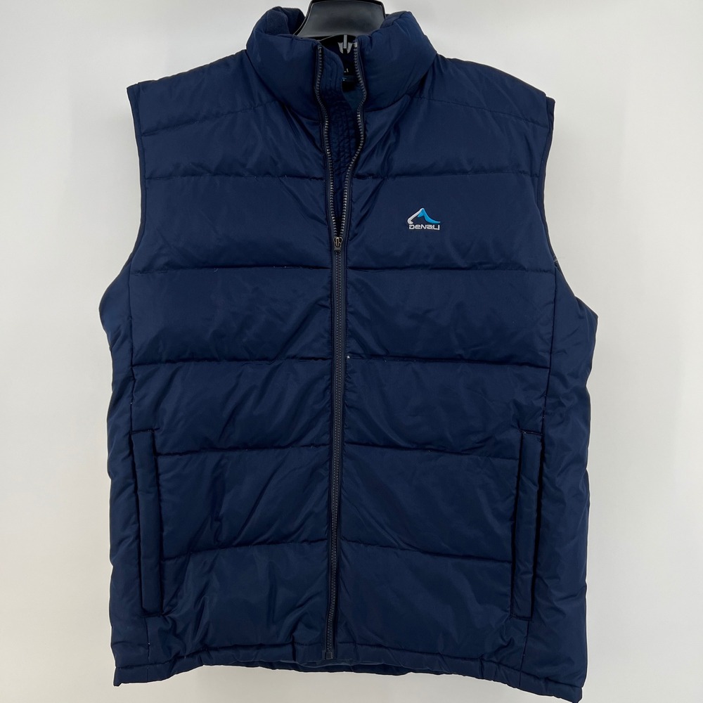Denali Mens Navy Blue Down Feather Puffer Vest XL Full Zip